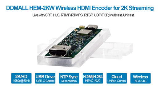 DDMALL HEM-2KW Wireless HDMI Encoding Module for 2K SRT Live Streaming