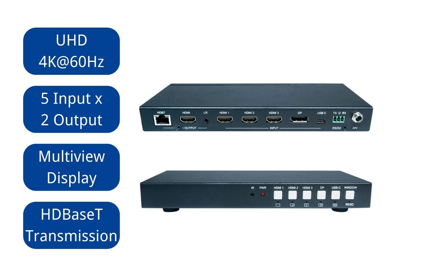 DDMALL AGS-PS512 5IN 2OUT 4K Seamless HDMI Video Switcher for Multi-window Display