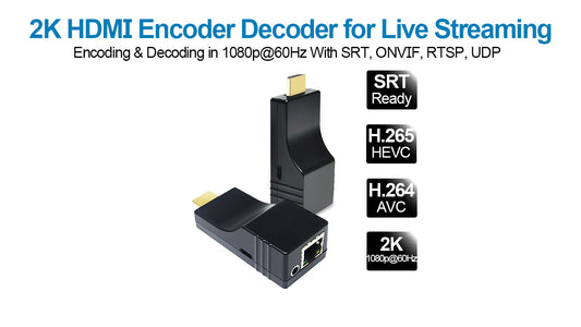 DDMALL CEV2K HDMI encoder + HDD10 HDMI Decoder for SRT Live Streaming & Video Transmission in 1080p60