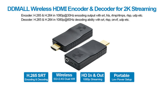 DDMALL HEV-2KWPlus Wireless Encoder & DD2KW HDMI Decoder for 2K Live Streaming