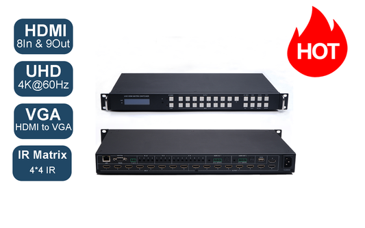 DDMALL AGP-UHD-809 HDMI Matrix Switch, Industrial-Grade HDMI Matrix 4K@60Hz IN/OUT