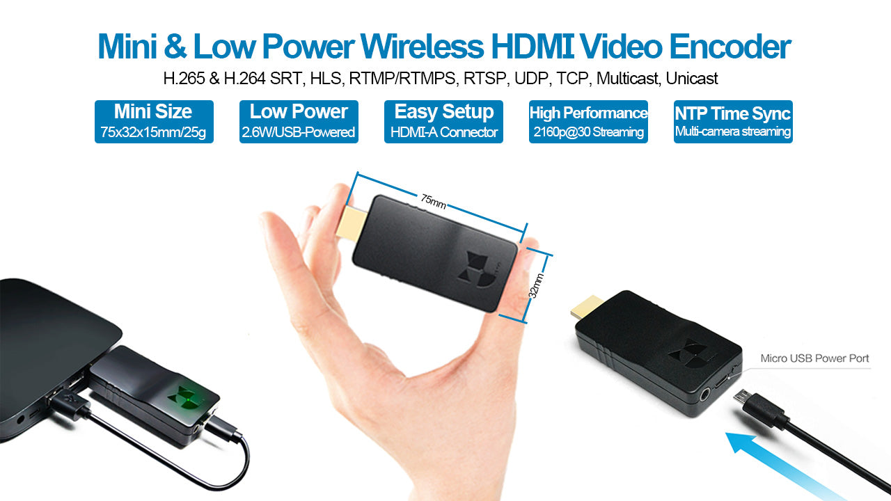 DDMALL HEV-4KW 4K live Streaming Encoder,Wireless HDMI SRT Encoder for IP Streaming