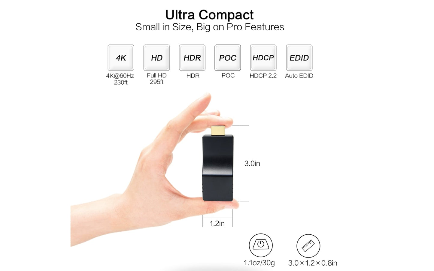 HE-30IR 4K HDMI IR Extender-ultra compact