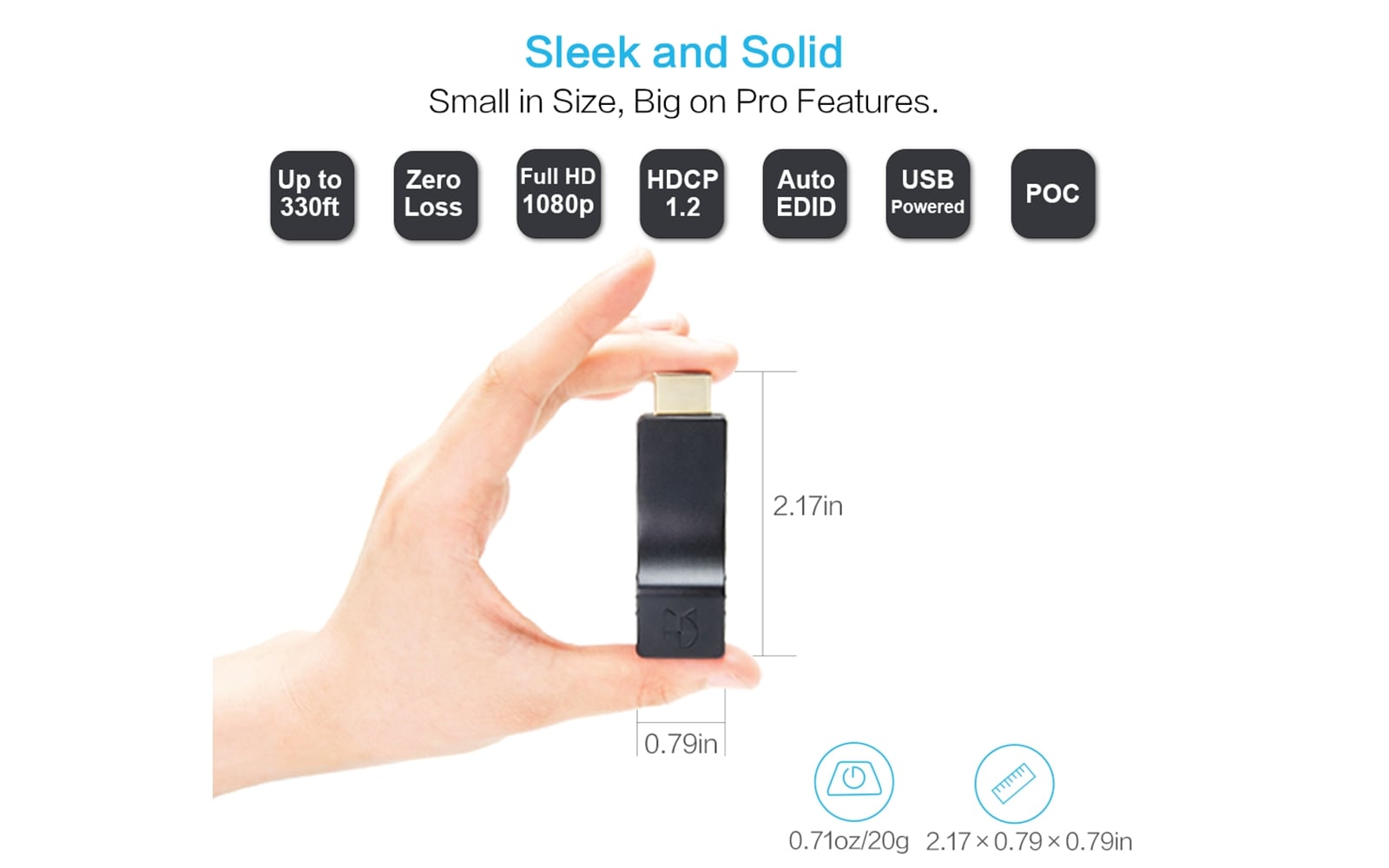 HE-20 2K HDMI over Cat6 Extender- sleek and solid