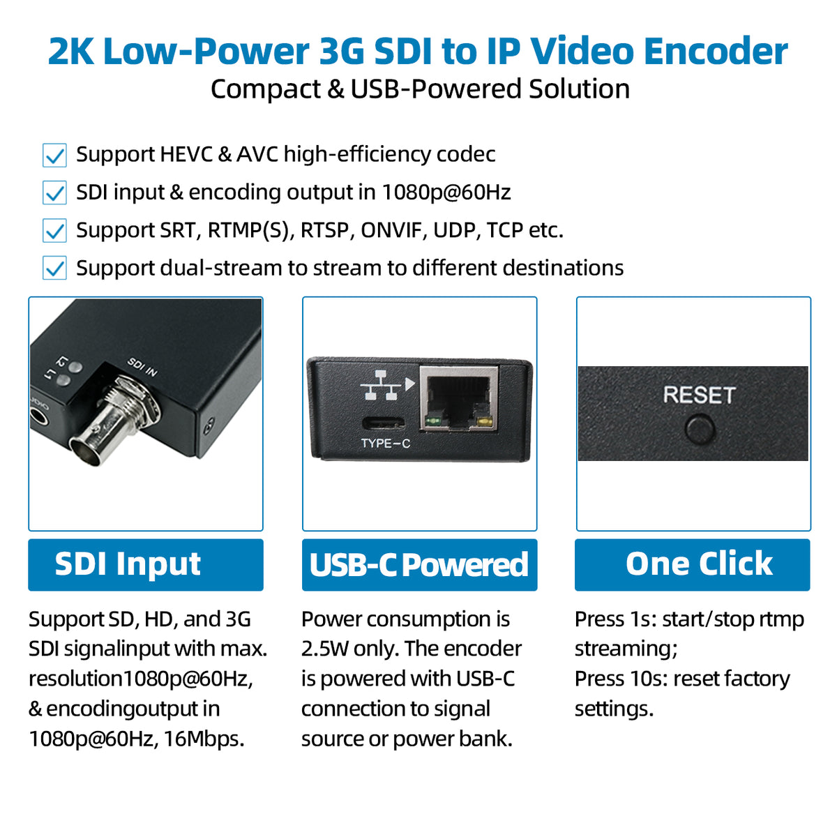 DDMALL SEV-2K 3G SDI to IP Encoder for Streaming in 1080p@60Hz H.265