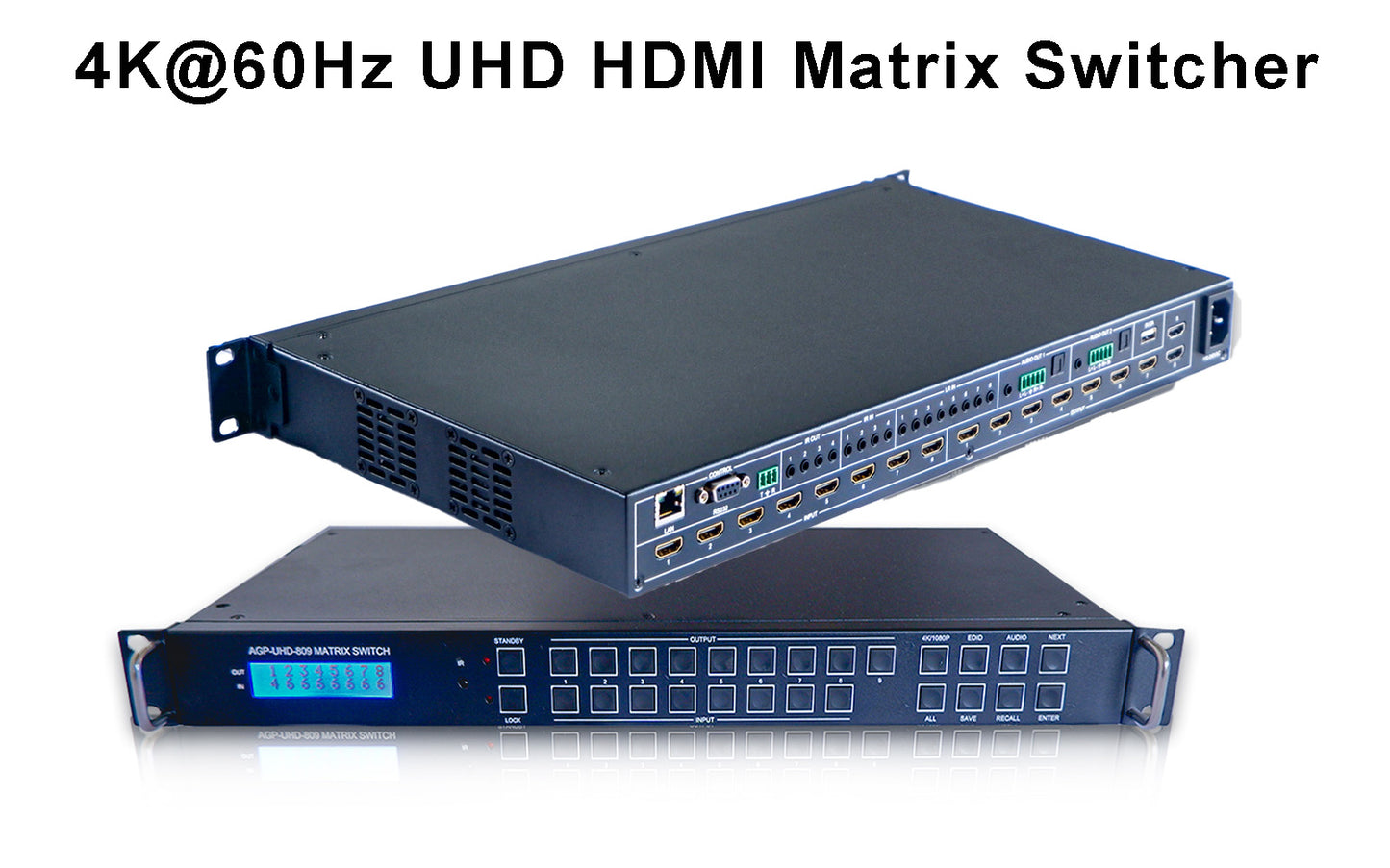 DDMALL AGP-UHD 8*9 HDMI Matrix Switch, Industrial-Grade HDMI Matrix 4K@60Hz IN/OUT