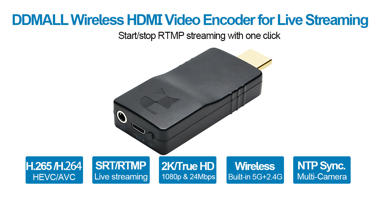 DDMALL New HEV-2KW HDMI Wireless Live Stream SRT Encoder in 1080p