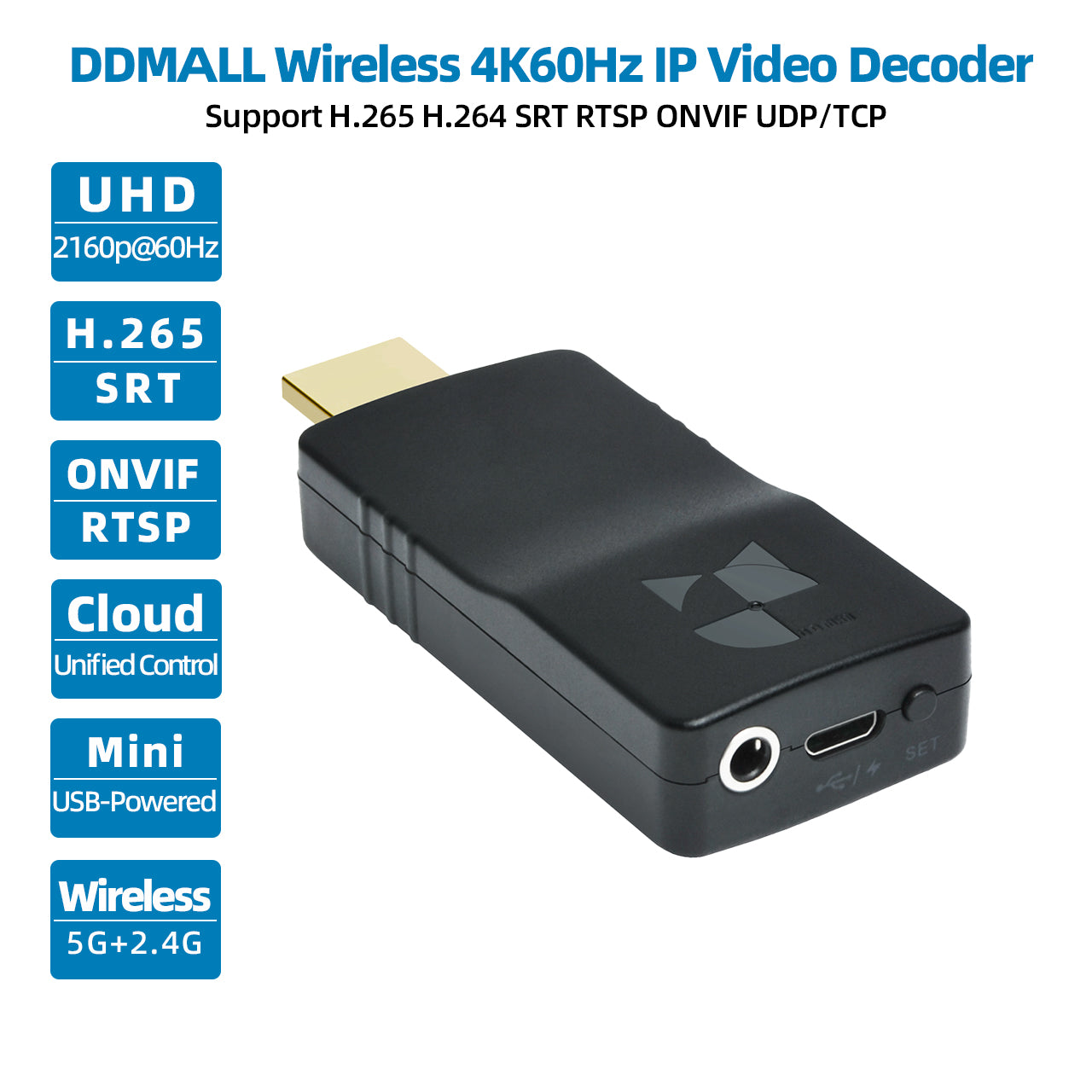 DDMALL HDD-20W 4K60 IP Stream Video Decoder RTSP ONVIF Camera Decoder