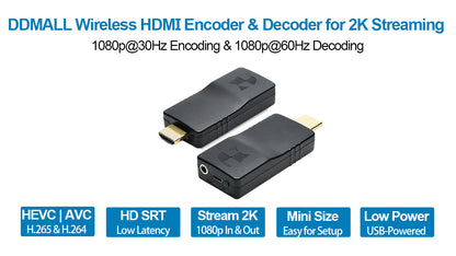 DDMALL HEV2KW & DD2KW 1080p Wireless HDMI Encoder & Decoder for Live Streaming SRT