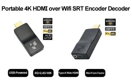 DDMALL HEV-4KW & HDD-20W Portable 4K HDMI over Wifi SRT Encoder Decoder for Live Streaming & SRT Transmission