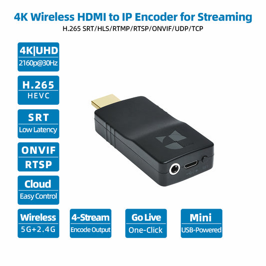 DDMALL HEV-4KW 4K Low-Power Video Encoder, Wireless HDMI Encoder With H.265 SRT