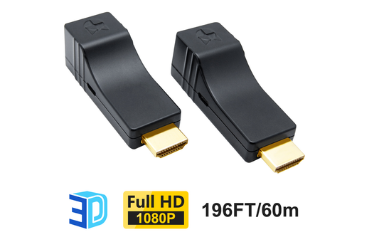 DDMALL HE-15 HDMI over Cat Extender, Video Transmitter and Receiver Kit with 196ft/60m in Zero Delay