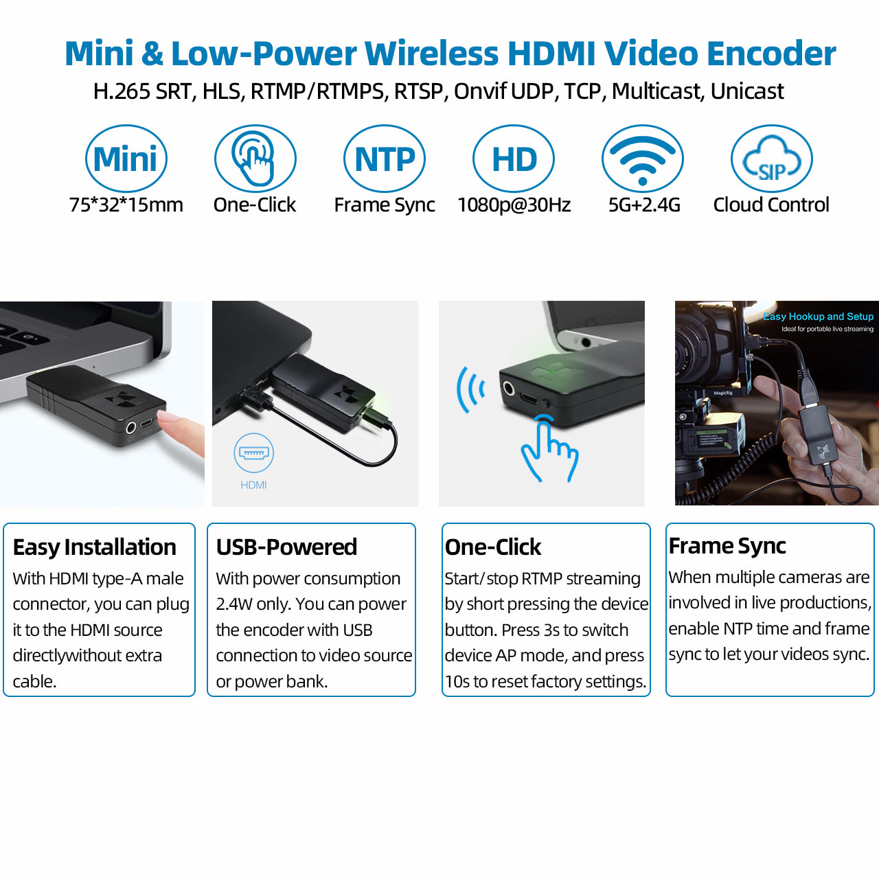 DDMALL New HEV-2KW HDMI Wireless Live Stream SRT Encoder in 1080p