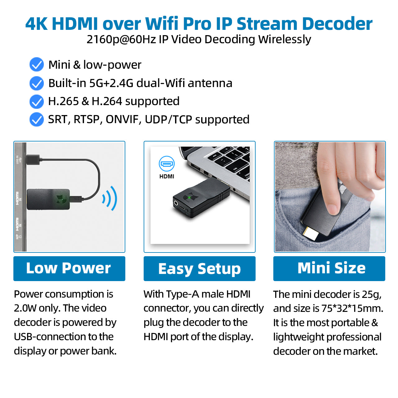 DDMALL HDD-20W 4K60 IP Stream Video Decoder RTSP ONVIF Camera Decoder