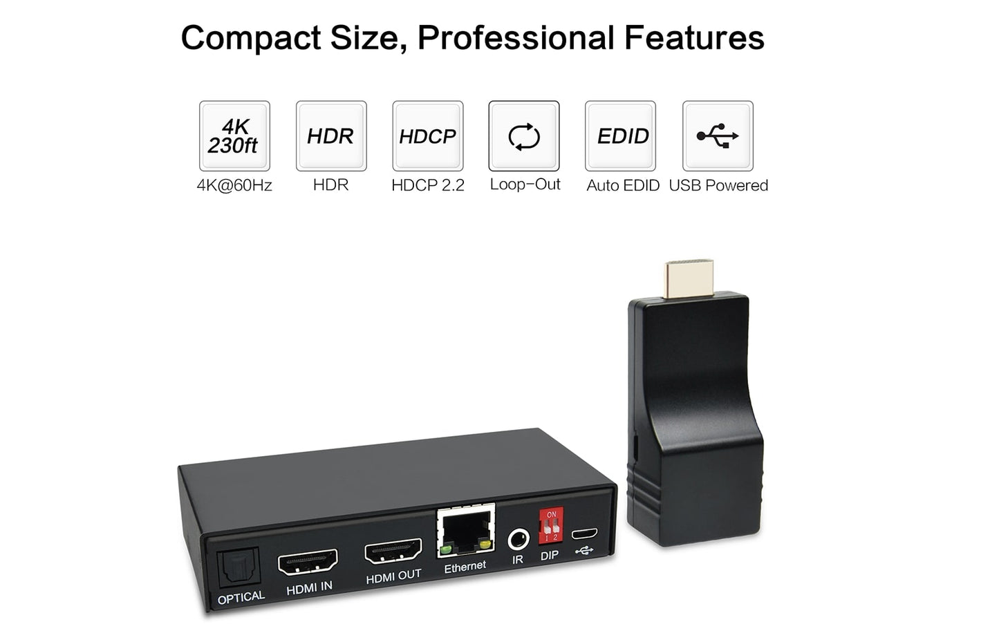  HE-35 4K HDMI over Ethernet Extender- compact size