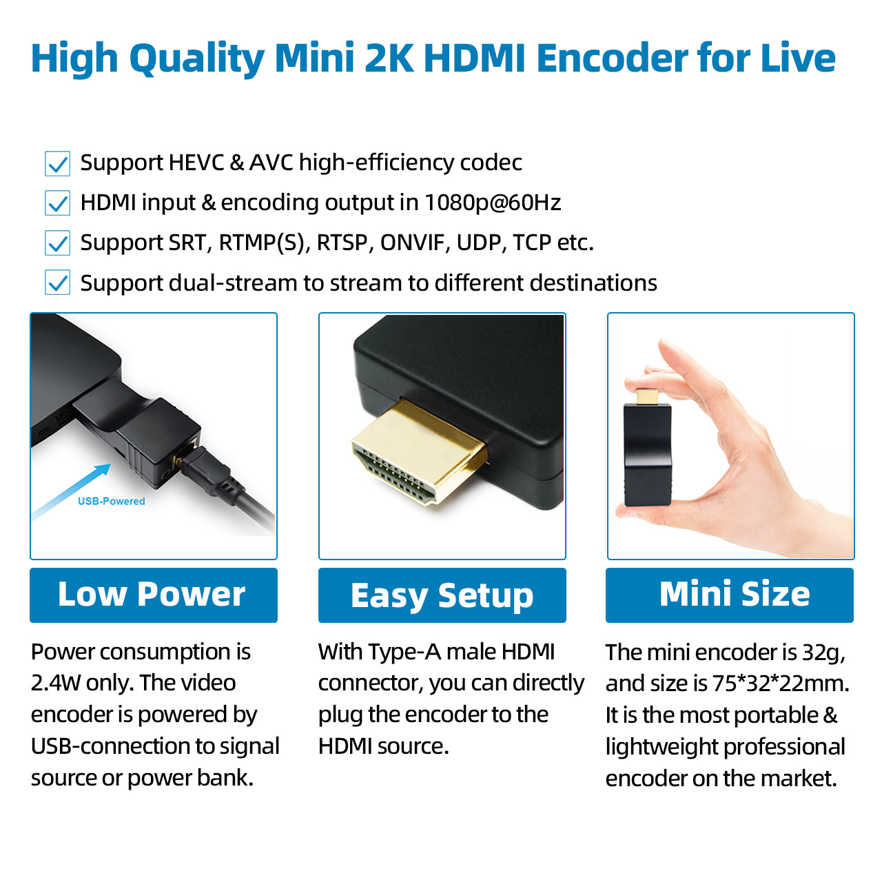 DDMALL CEV-2K HDMI Encoder for Pro IP Streaming in 1080P@60Hz