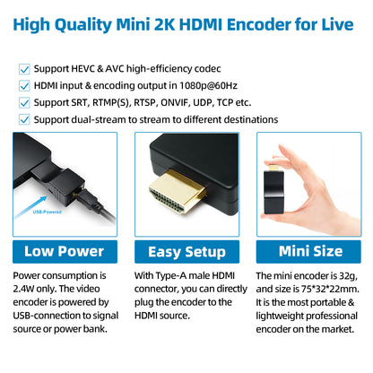 DDMALL CEV-2K HDMI Encoder for Pro IP Streaming in 1080P@60Hz