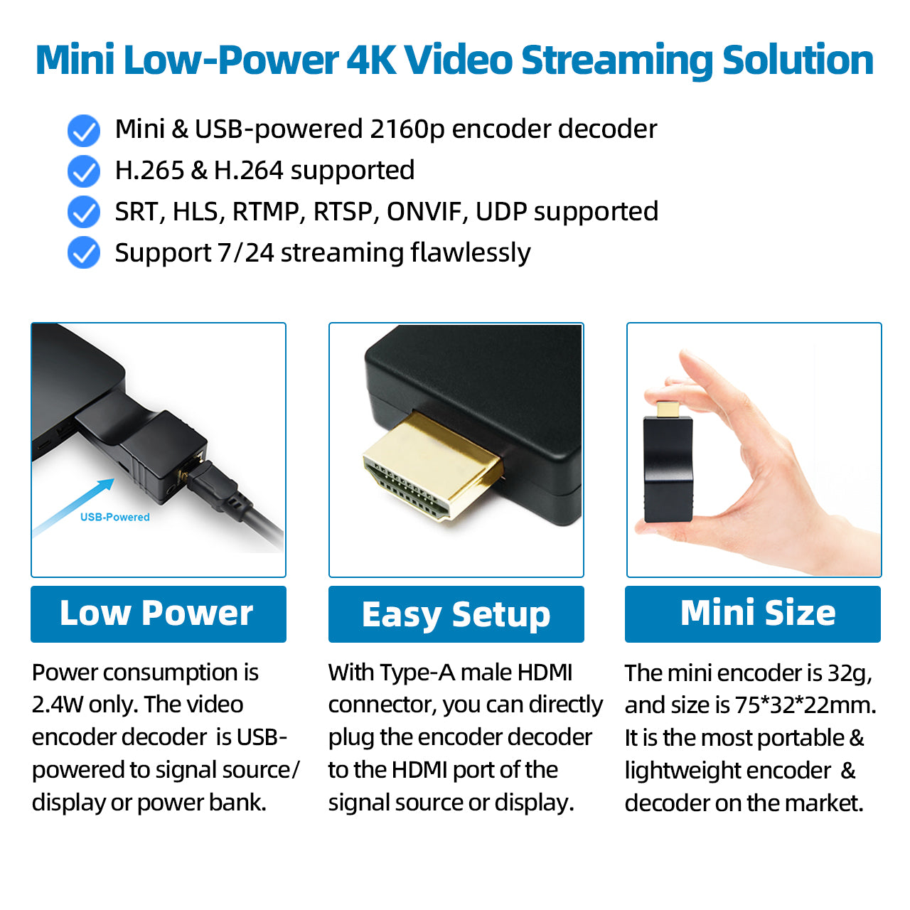 DDMALL HEV4K HDD20 HDMI Encoder Decoder for 4K SRT Streaming with SRT
