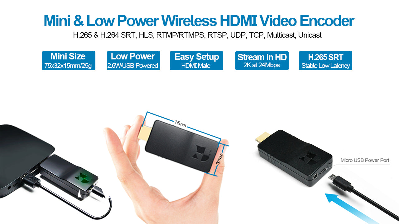 DDMALL New HEV-2KW HDMI Wireless Live Stream SRT Encoder in 1080p
