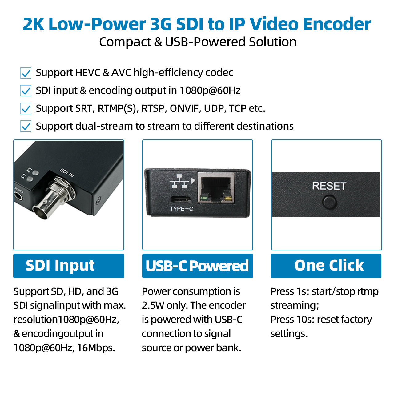DDMALL SEV-2K 3G SDI to IP Encoder for Streaming in 1080p@60Hz H.265