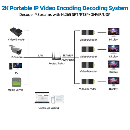DDMALL HDD-10 1080p@60Hz H.265 H.264 IP Video Decoder Decode ONVIF RTSP Cameras
