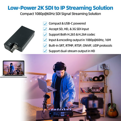 DDMALL SEV-2K 3G SDI to IP Encoder for Streaming in 1080p@60Hz H.265