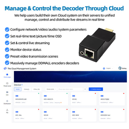 DDMALL HDD-20 4K IP Video Decoder H.265 H.264 SRT ONVIF Decoder